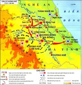 Bản đồ mô tả cuộc khởi nghĩa Hương Khê